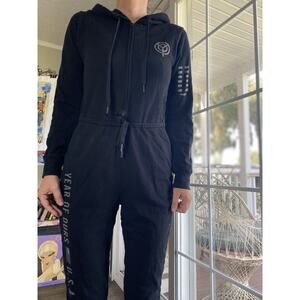 Year of Ours Black Hooded Training Long Sleeve Jumpsuit S Turtleneck